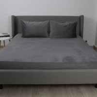 Простирадло ТЕП "VELOUR" з резинкою сіре, 180x200