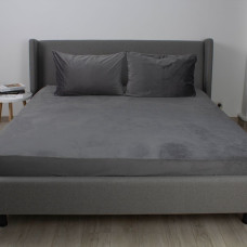 Простирадло ТЕП "VELOUR" з резинкою сіре, 180x200