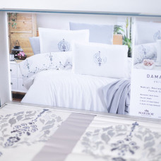 Комплект постільної білизни "MARIBOR SATIN" Damask ekru grey, євро