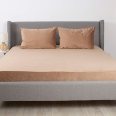 Простирадло ТЕП "VELOUR" з резинкою капучіно, 160x200