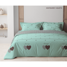 Комплект постільної білизни ТЕП "Happy Sleep" Mint&Grey Hearts, 50x70 євро