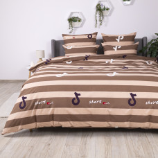 Комплект постільної білизни ТЕП "Soft dreams" Line Brown, 70x70 євро