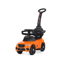 Каталка-толокар Mercedes із батьківською ручкою акумуляторна помаранчева (M4855LR-7)