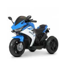 Дитячий електромотоцикл 2 двигуни 25W триколісний синьо-білий (M4622-4)