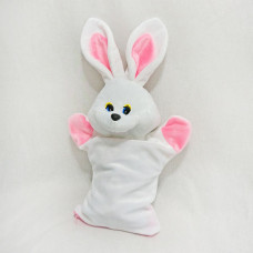 М'яка іграшка Попелюшка Рукавичка для цукерок Заєць Сніжок 40см білий (ZL4471)