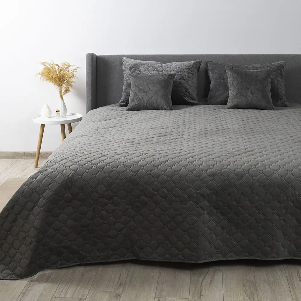 Покривало ТЕП "VELOUR" Сіре/Ромб круглий, 240x260