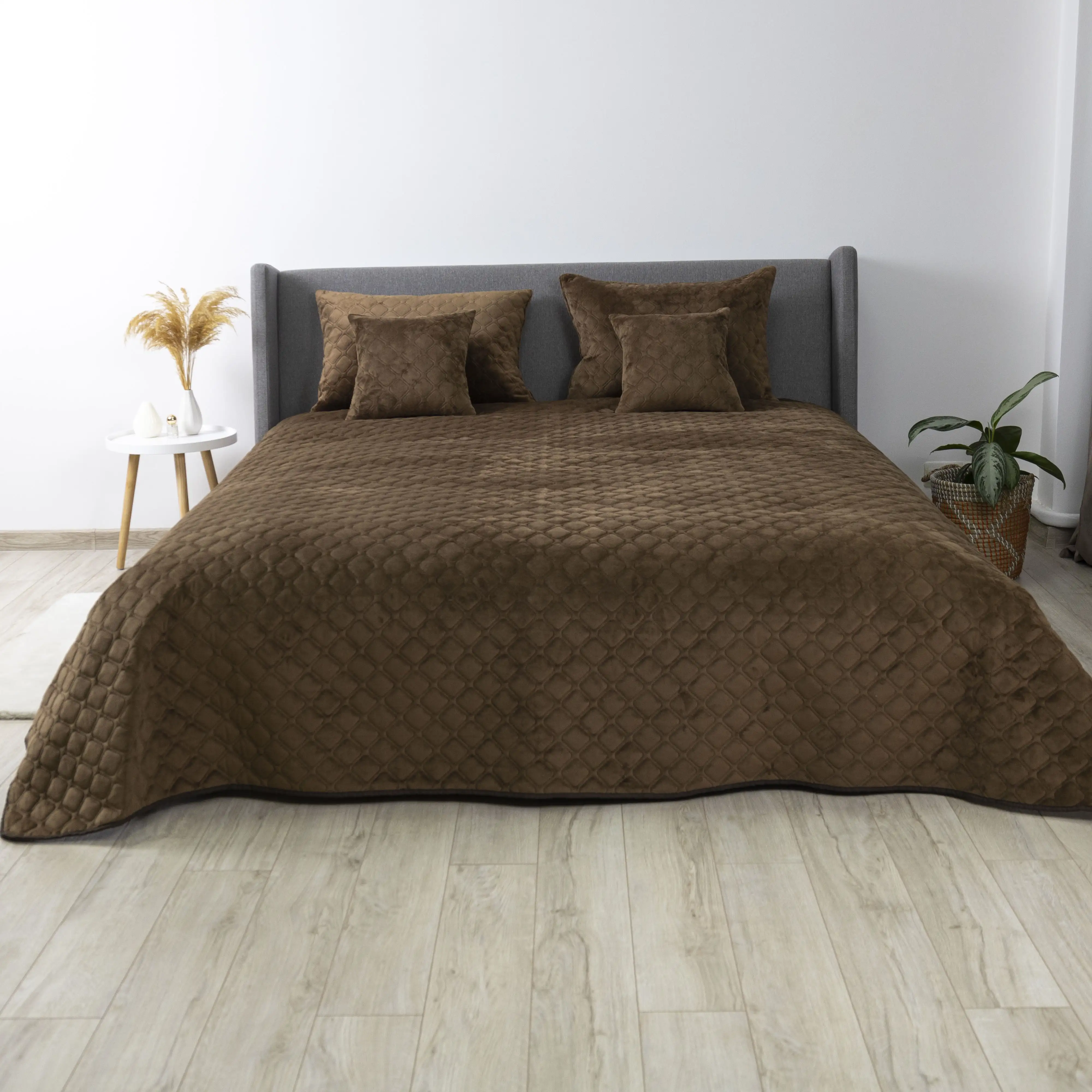 Покривало ТЕП "VELOUR" Коричневе/Ромб круглий, 240x260
