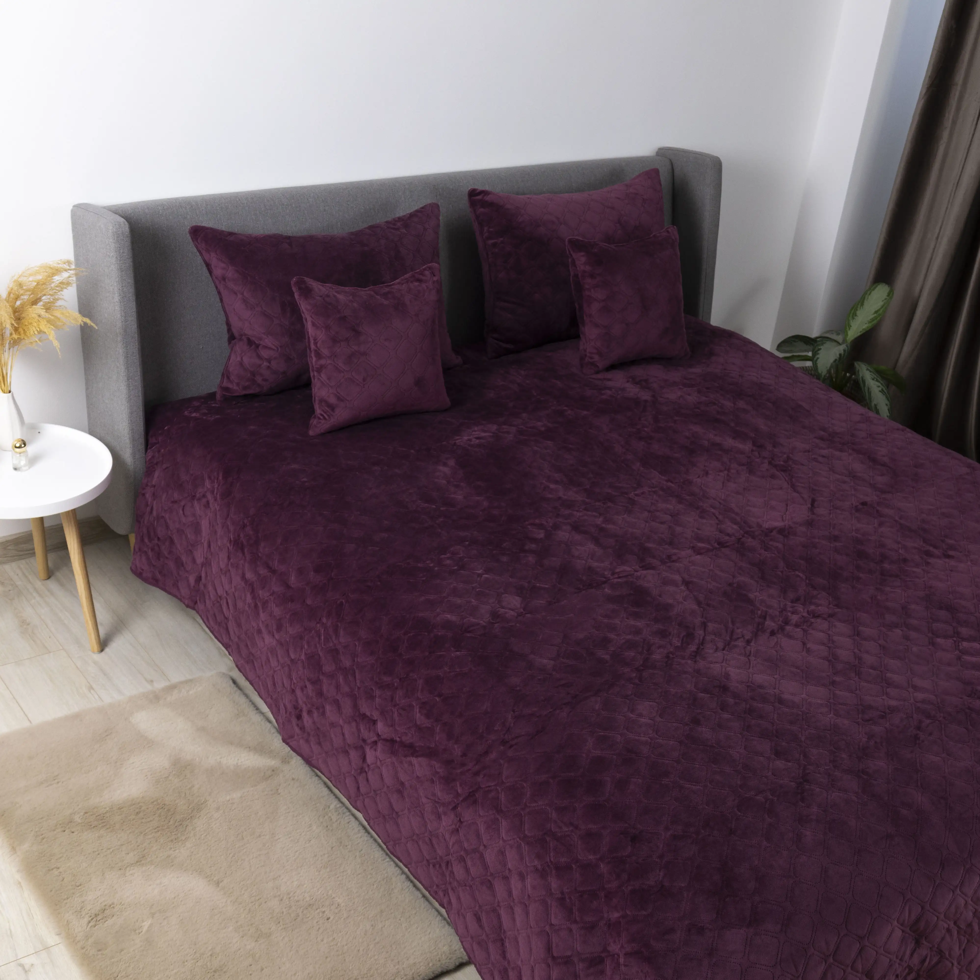 Покривало ТЕП "VELOUR" Бордо/Ромб круглий, 220x240