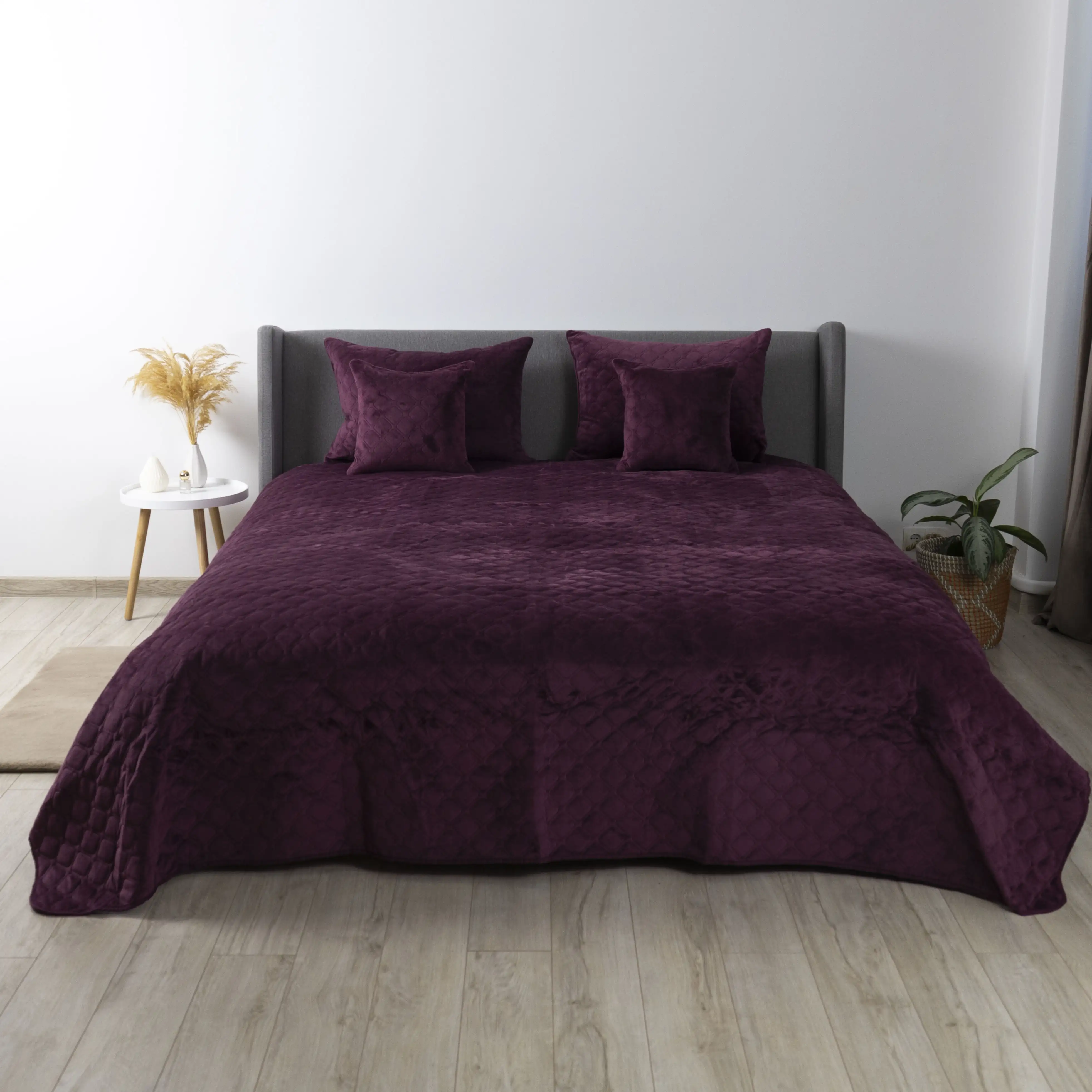 Покривало ТЕП "VELOUR" Бордо/Ромб круглий, 220x240