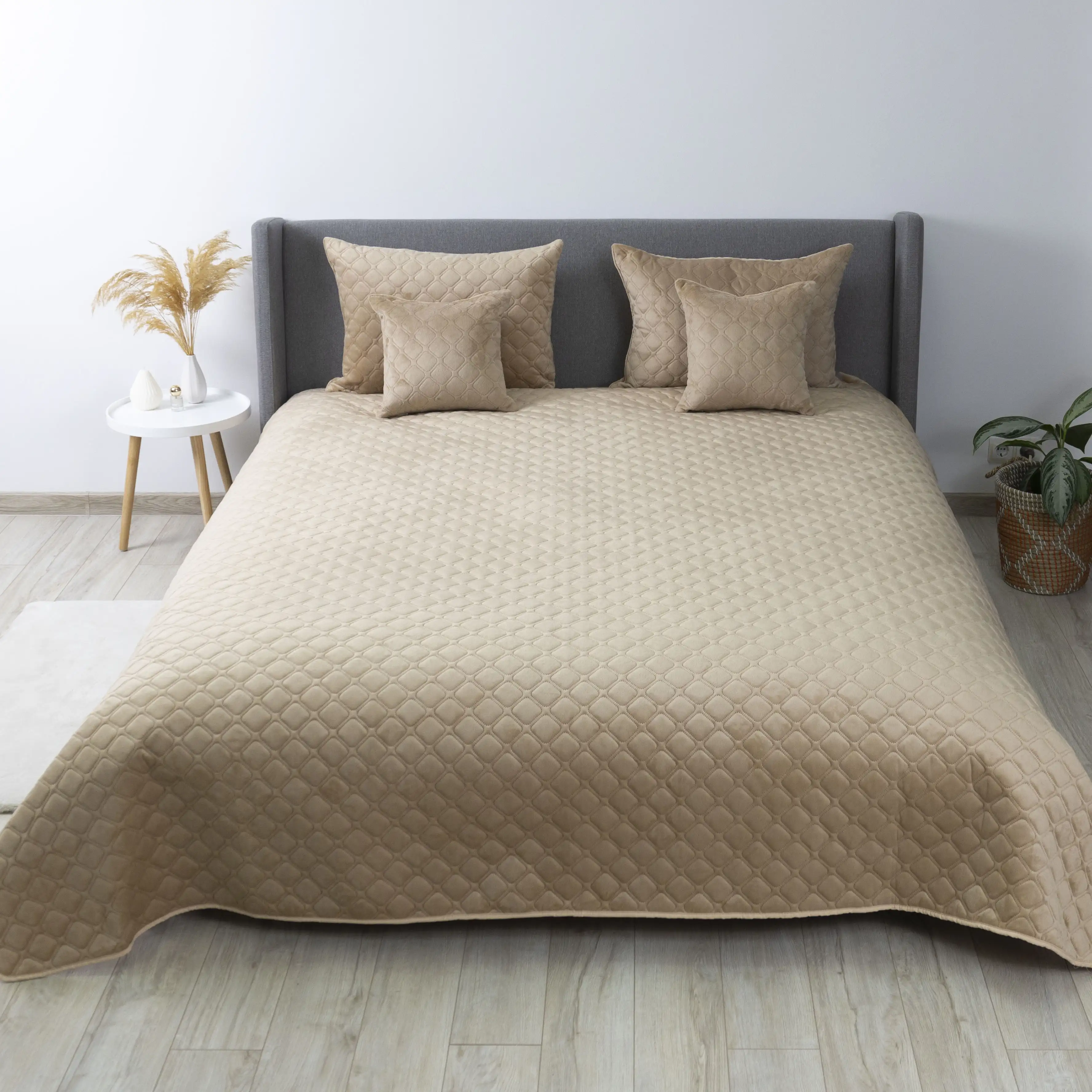 Покривало ТЕП "VELOUR" Золотий беж/Ромб круглий, 240x260