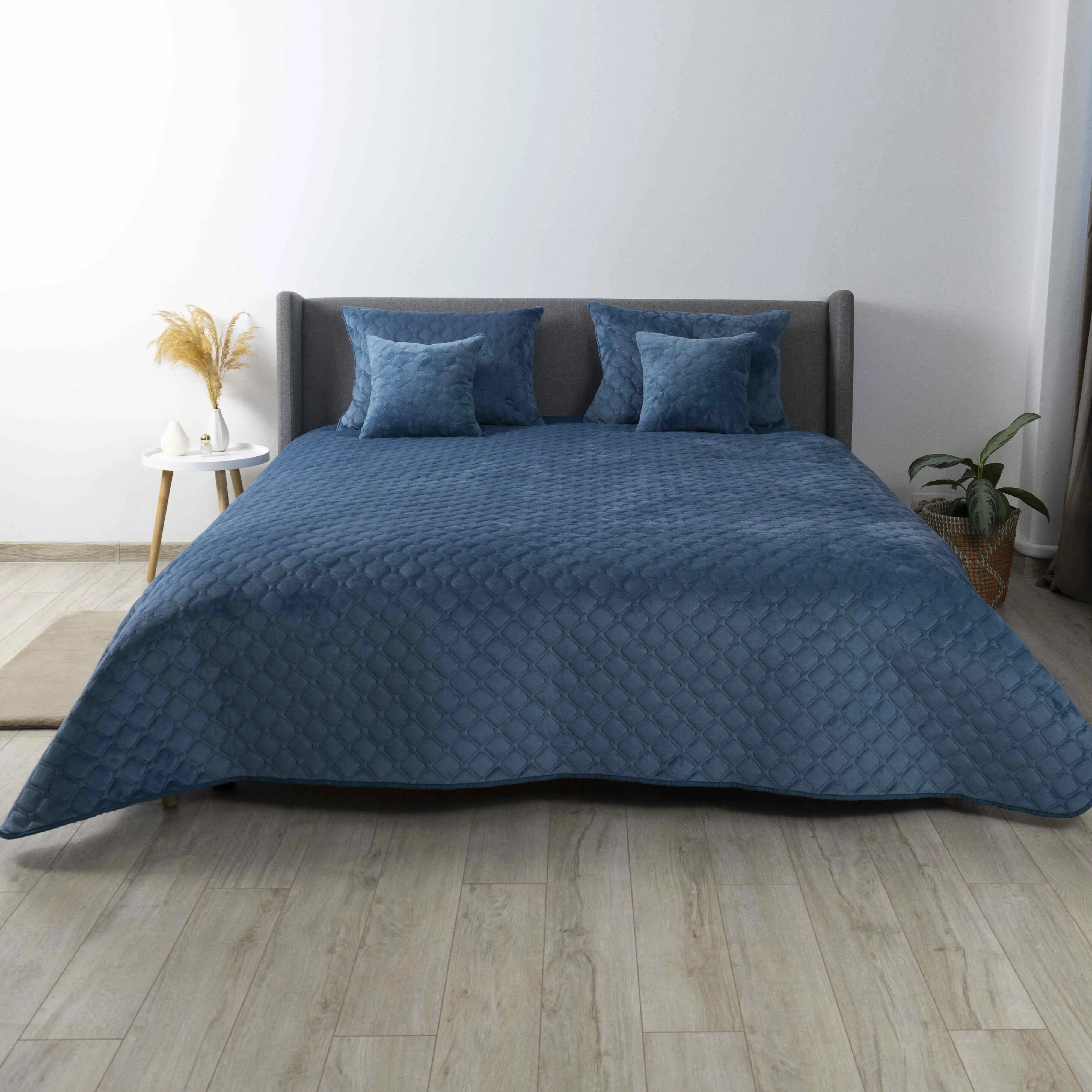 Покривало ТЕП "VELOUR" Cиній/Ромб круглий, 240x260