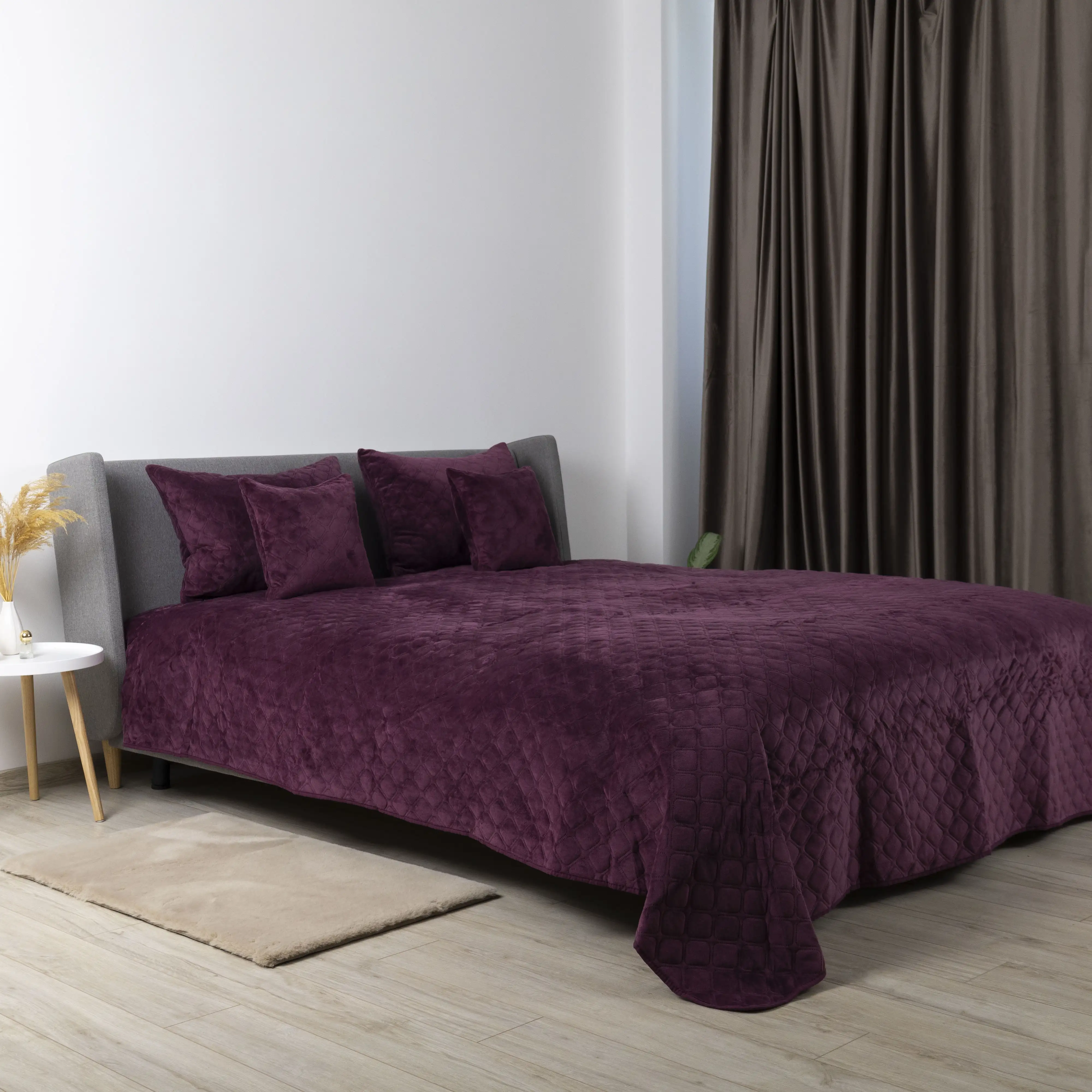 Покривало ТЕП "VELOUR" Бордо/Ромб круглий, 220x240