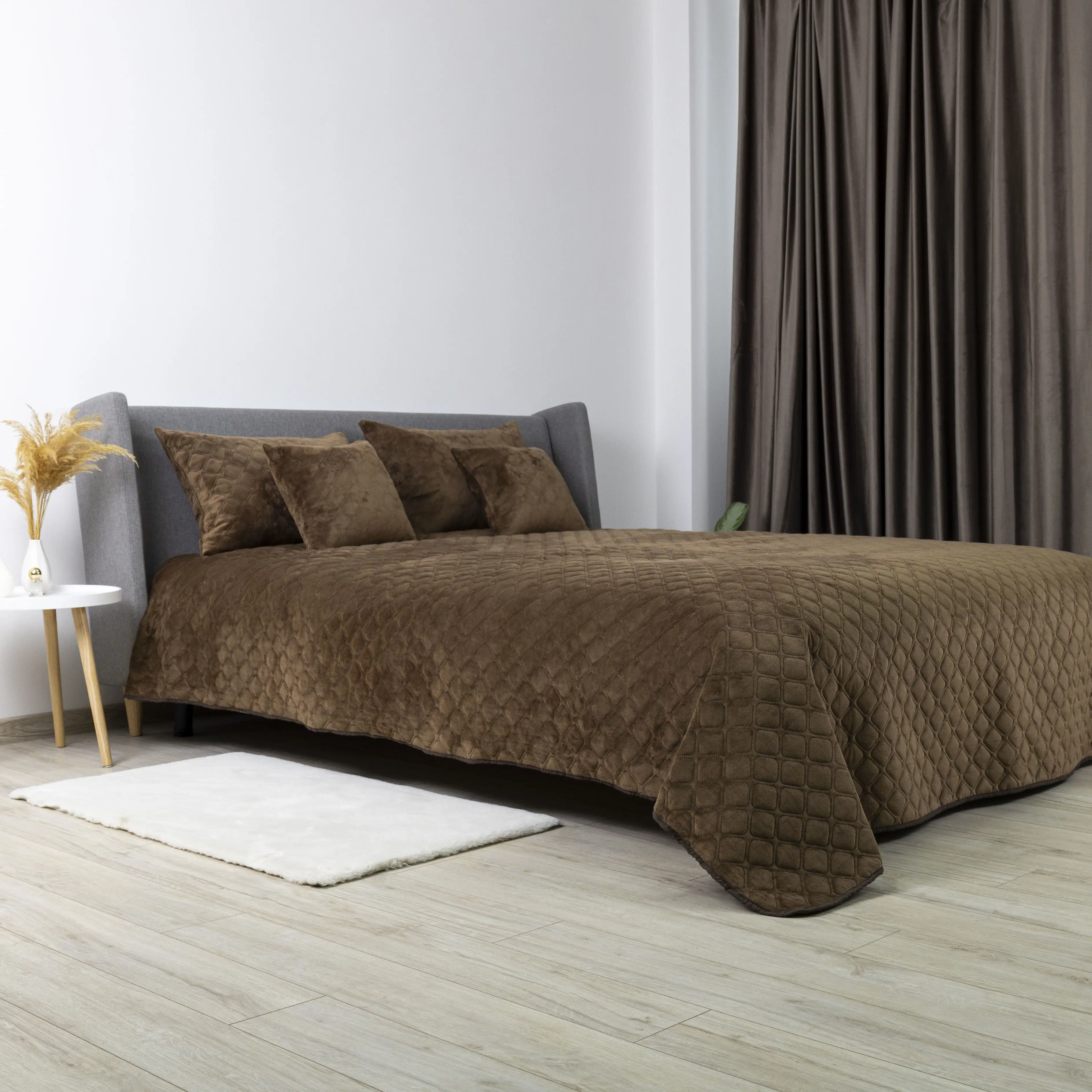 Покривало ТЕП "VELOUR" Коричневе/Ромб круглий, 240x260