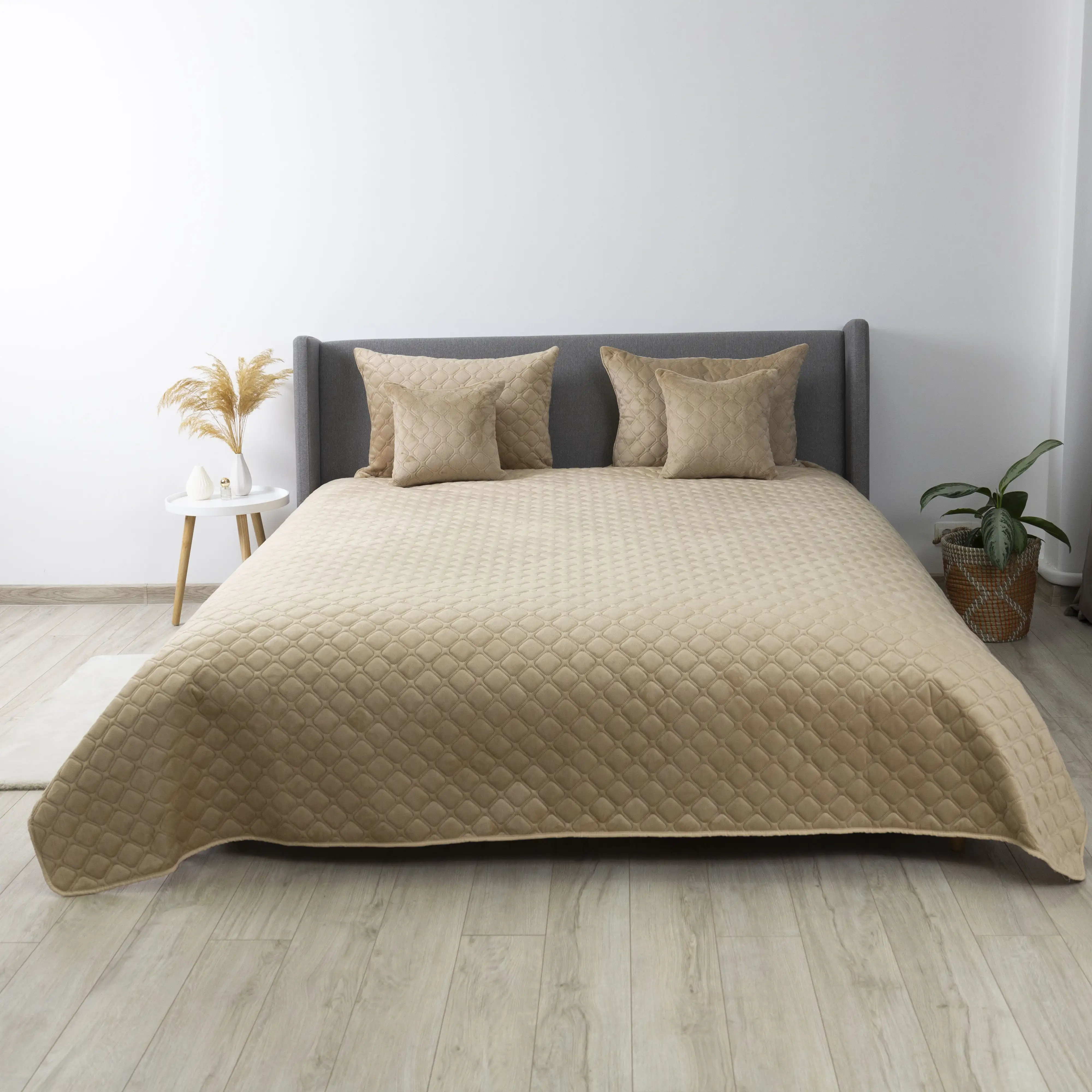 Покривало ТЕП "VELOUR" Золотий беж/Ромб круглий, 240x260