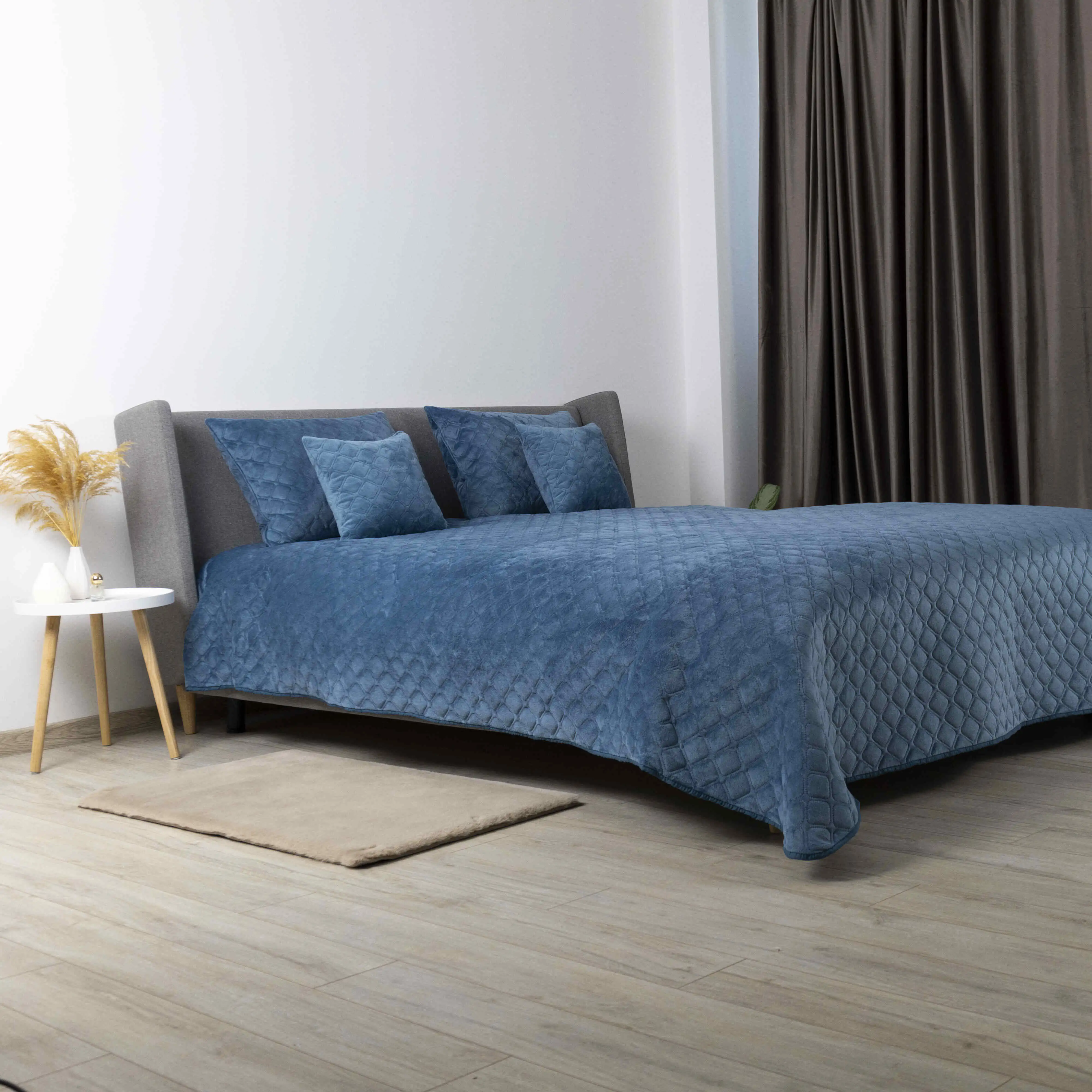 Покривало ТЕП "VELOUR" Cиній/Ромб круглий, 240x260